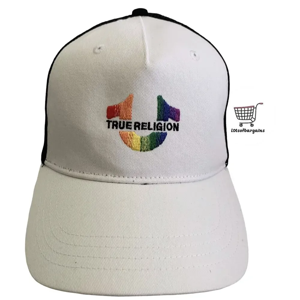 True Religion Horseshoe Logo White PRIDE Snapback Adjustable Trucker Hat Cap New